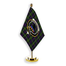 ScotsTee Shop Scottish MacDonell of Glengarry 3 Crest Tartan Desk Flag Plaid Table Flag