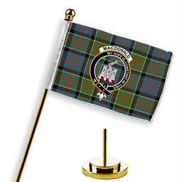 ScotsTee Shop Scottish MacDonald of Clan Ranald Ancient Crest Tartan Desk Flag Plaid Table Flag
