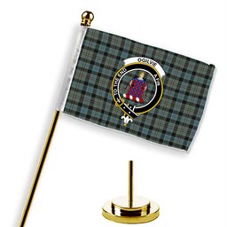 ScotsTee Shop Scottish Ogilvie (Ogilvy) Hunting Crest Tartan Desk Flag Plaid Table Flag