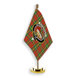 ScotsTee Shop Scottish MacDonald of Kingsburgh Modern Crest Tartan Desk Flag Plaid Table Flag