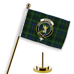 ScotsTee Shop Scottish Stewart Hunting Modern Crest Tartan Desk Flag Plaid Table Flag