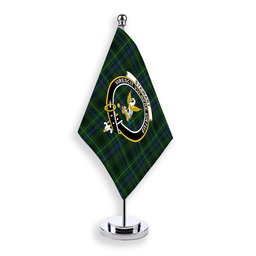 ScotsTee Shop Scottish Stewart Hunting Modern Crest Tartan Desk Flag Plaid Table Flag