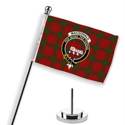 ScotsTee Shop Scottish MacDonald of Sleat Crest Tartan Desk Flag Plaid Table Flag