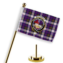 ScotsTee Shop Scottish MacDonald Dress Modern SC Crest Tartan Desk Flag Plaid Table Flag