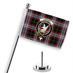 ScotsTee Shop Scottish Lindsay Hunting Ancient Crest Tartan Desk Flag Plaid Table Flag