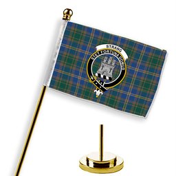 ScotsTee Shop Scottish Strang of Balkaskie Modern Crest Tartan Desk Flag Plaid Table Flag