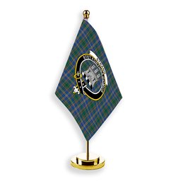 ScotsTee Shop Scottish Strang of Balkaskie Modern Crest Tartan Desk Flag Plaid Table Flag