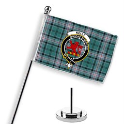 ScotsTee Shop Scottish Kelly of Sleat Hunting Modern Crest Tartan Desk Flag Plaid Table Flag