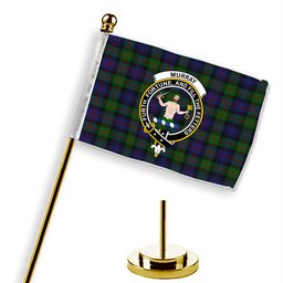 ScotsTee Shop Scottish Murray of Atholl Crest Tartan Desk Flag Plaid Table Flag