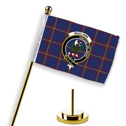 ScotsTee Shop Scottish MacLaine of Lochbuie Crest Tartan Desk Flag Plaid Table Flag