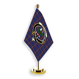 ScotsTee Shop Scottish MacLaine of Lochbuie Crest Tartan Desk Flag Plaid Table Flag