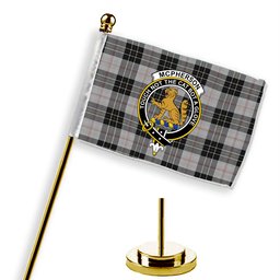 ScotsTee Shop Scottish McPherson Dress Crest Tartan Desk Flag Plaid Table Flag