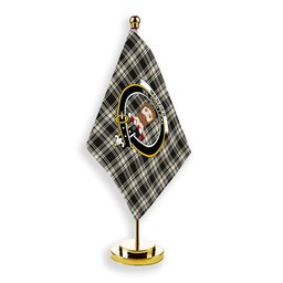 ScotsTee Shop Scottish Menzies Black & White Ancient Crest Tartan Desk Flag Plaid Table Flag