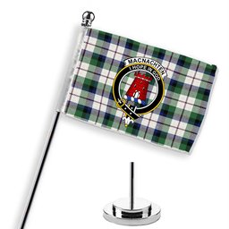 ScotsTee Shop Scottish MacNachten Dress Modern Crest Tartan Desk Flag Plaid Table Flag