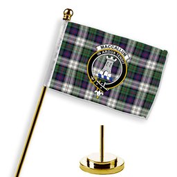 ScotsTee Shop Scottish MacCallum Dress Modern Crest Tartan Desk Flag Plaid Table Flag