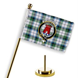 ScotsTee Shop Scottish McNaughton Dress Ancient Crest Tartan Desk Flag Plaid Table Flag