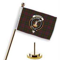 ScotsTee Shop Scottish Matheson Hunting STS incomplete sett Crest Tartan Desk Flag Plaid Table Flag