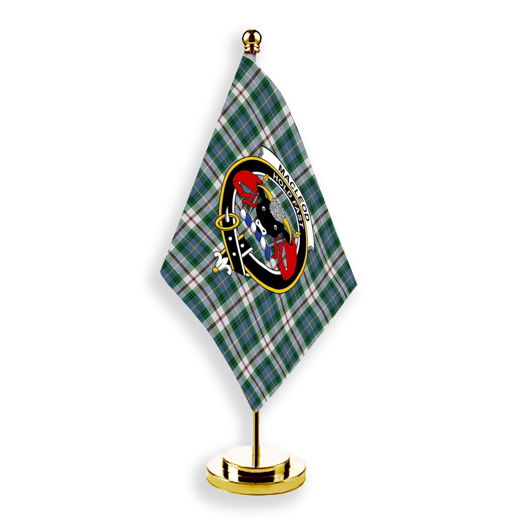 ScotsTee Shop Scottish MacLeod Of Californian Ancient Crest Tartan Desk Flag Plaid Table Flag