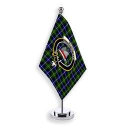 ScotsTee Shop Scottish McNeil of Barra Modern Crest Tartan Desk Flag Plaid Table Flag