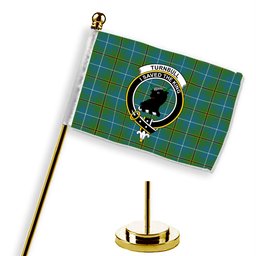 ScotsTee Shop Scottish Turnbull Hunting Ancient Clan Crest Tartan Desk Flag Plaid Table Flag