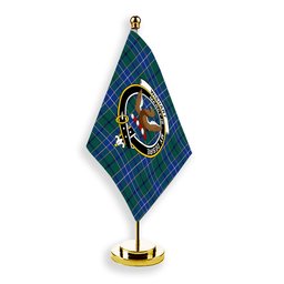 ScotsTee Shop Scottish Wishart Hunting Modern Clan Crest Tartan Desk Flag Plaid Table Flag