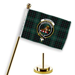 ScotsTee Shop Scottish McAuley Hunting Modern Crest Tartan Desk Flag Plaid Table Flag