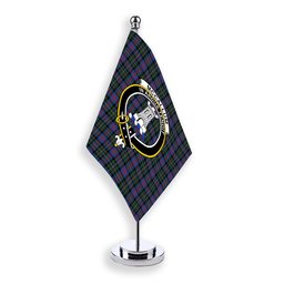 ScotsTee Shop Scottish McCallum of Berwick Modern Crest Tartan Desk Flag Plaid Table Flag