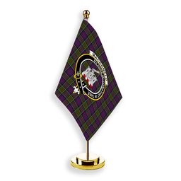 ScotsTee Shop Scottish MacDonald of Clan Ranald Modern Crest Tartan Desk Flag Plaid Table Flag