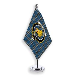 ScotsTee Shop Scottish Thomson Dress Blue Crest Tartan Desk Flag Plaid Table Flag