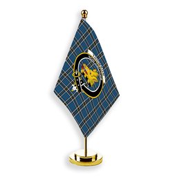 ScotsTee Shop Scottish Thomson Dress Blue Crest Tartan Desk Flag Plaid Table Flag