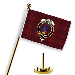 ScotsTee Shop Scottish Stirling of Keir Crest Tartan Desk Flag Plaid Table Flag