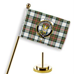 ScotsTee Shop Scottish Stewart Dress Ancient Crest Tartan Desk Flag Plaid Table Flag