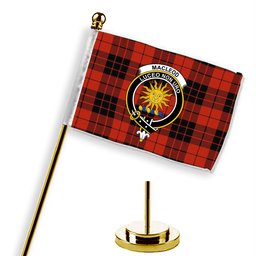 ScotsTee Shop Scottish MacLeod of Raasay Ancient Crest Tartan Desk Flag Plaid Table Flag