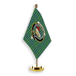 ScotsTee Shop Scottish McDonald Lord of the Isles Hunting Ancient Crest Tartan Desk Flag Plaid Table Flag
