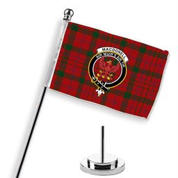 ScotsTee Shop Scottish MacDonell of Keppoch Modern Crest Tartan Desk Flag Plaid Table Flag