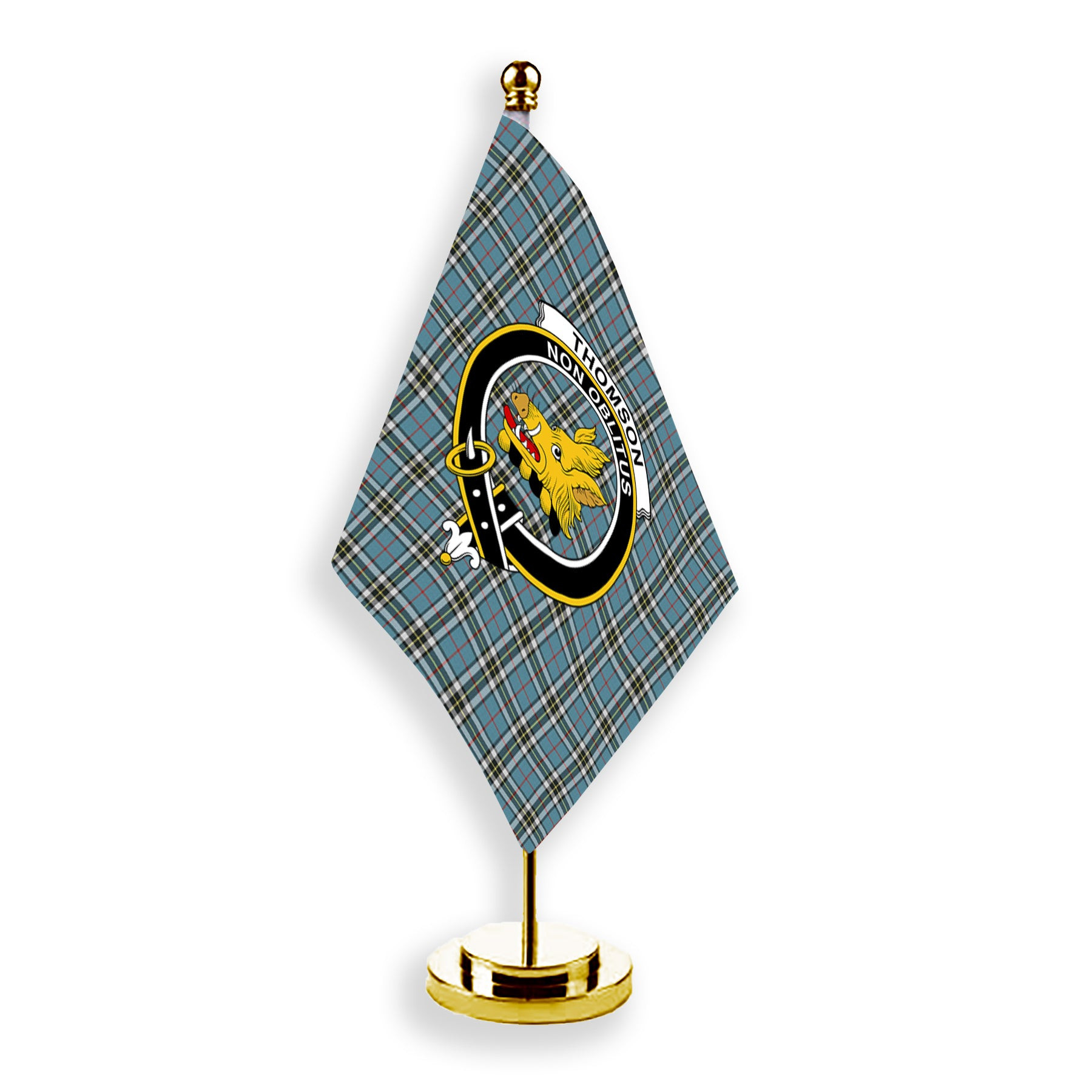 ScotsTee Shop Scottish Thomson Dress TS1383 Crest Tartan Desk Flag Plaid Table Flag