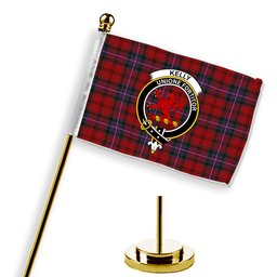 ScotsTee Shop Scottish Kelly of Sleat Red Crest Tartan Desk Flag Plaid Table Flag