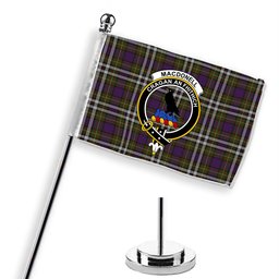 ScotsTee Shop Scottish MacDonell of Glengarry Dress Crest Tartan Desk Flag Plaid Table Flag