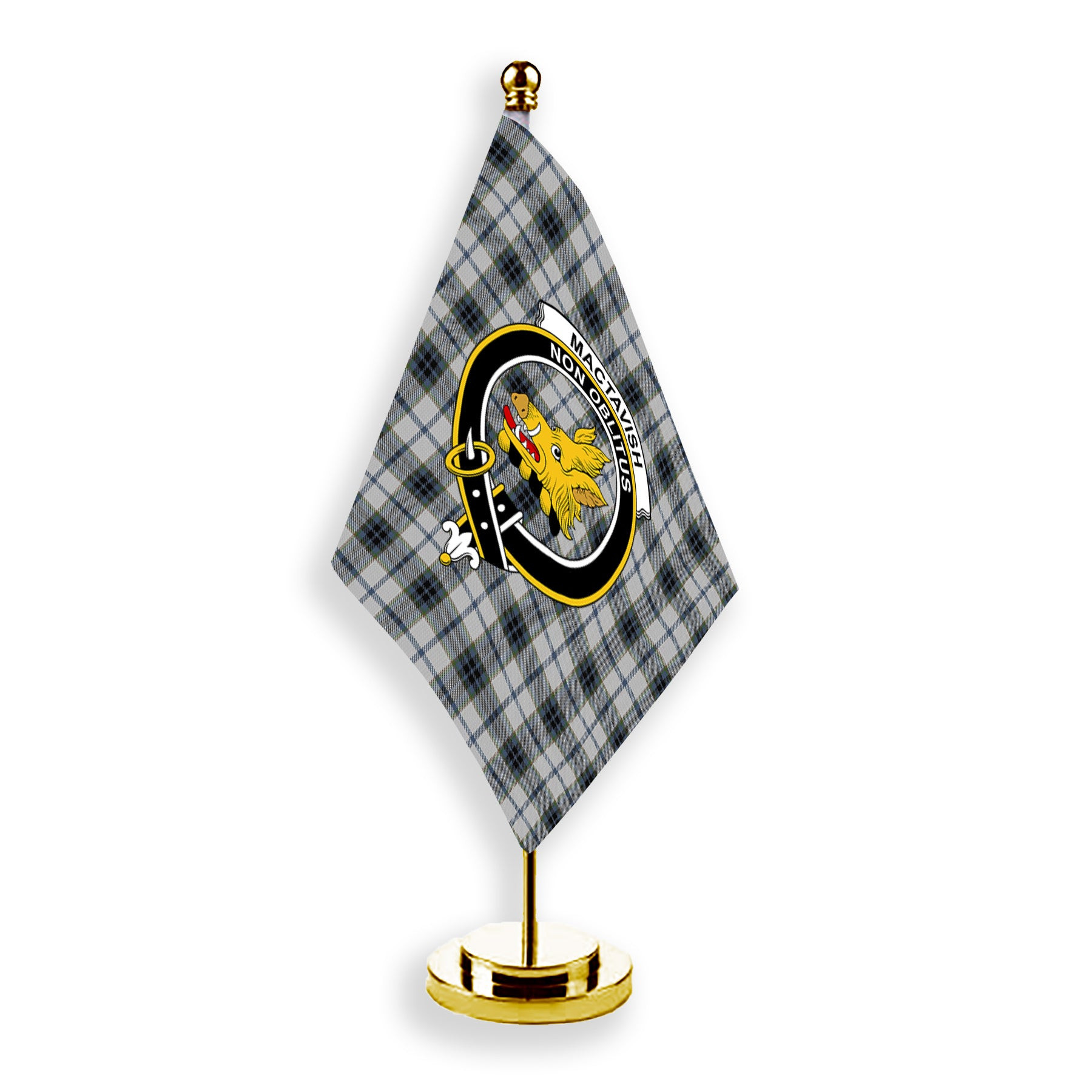 ScotsTee Shop Scottish MacTavish of Dunardry Dress Crest Tartan Desk Flag Plaid Table Flag