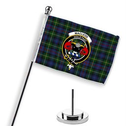 ScotsTee Shop Scottish MacLeod of Gesto 2 Crest Tartan Desk Flag Plaid Table Flag