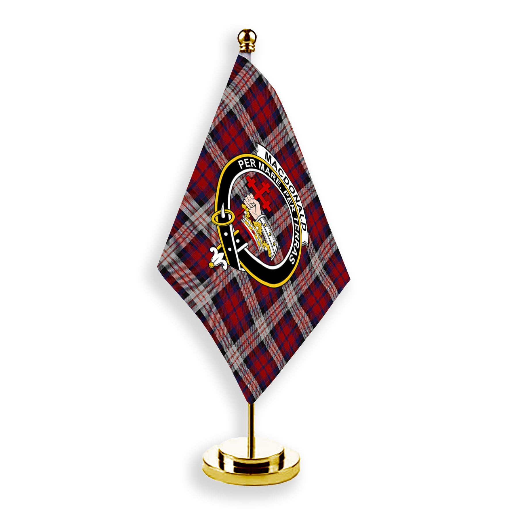 ScotsTee Shop Scottish MacDonald Dress Irish Crest Tartan Desk Flag Plaid Table Flag