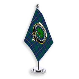 ScotsTee Shop Scottish Irvine of Bonshaw Modern Crest Tartan Desk Flag Plaid Table Flag