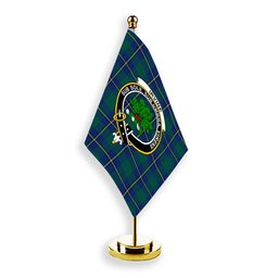 ScotsTee Shop Scottish Irvine of Bonshaw Modern Crest Tartan Desk Flag Plaid Table Flag