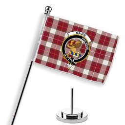 ScotsTee Shop Scottish MacFie Dress Modern Crest Tartan Desk Flag Plaid Table Flag