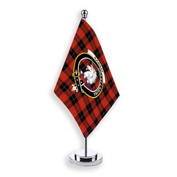ScotsTee Shop Scottish Ramsay of Dalhousie (Ramsay Red) Ancient Crest Tartan Desk Flag Plaid Table Flag
