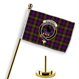 ScotsTee Shop Scottish MacDonell Of Glengarry Modern Crest Tartan Desk Flag Plaid Table Flag
