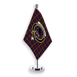 ScotsTee Shop Scottish MacDonell Of Glengarry Modern Crest Tartan Desk Flag Plaid Table Flag