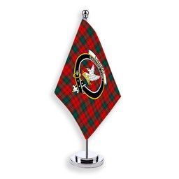 ScotsTee Shop Scottish Lindsay Black lines Modern Crest Tartan Desk Flag Plaid Table Flag
