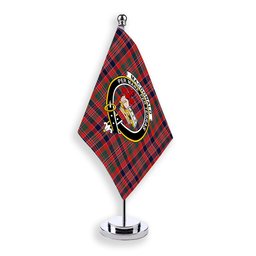 ScotsTee Shop Scottish MacDonald of Boisdale Modern Crest Tartan Desk Flag Plaid Table Flag