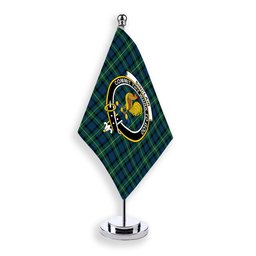 ScotsTee Shop Scottish Sinclair of Ulster Modern Crest Tartan Desk Flag Plaid Table Flag